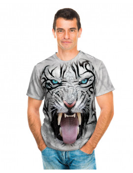 Big Face Tribal White Tiger T-Shirt