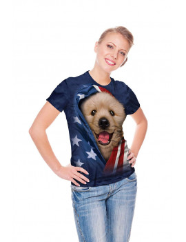 Patriotic Golden Pup T-Shirt The Mountain