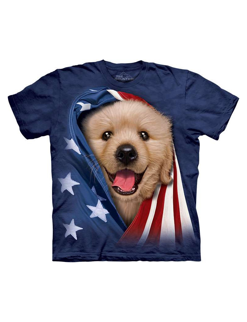 Patriotic Golden Pup T-Shirt The Mountain