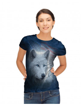 Patriotic White Wolf T-Shirt