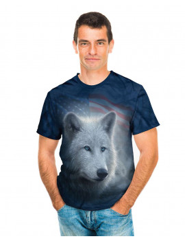 Patriotic White Wolf T-Shirt