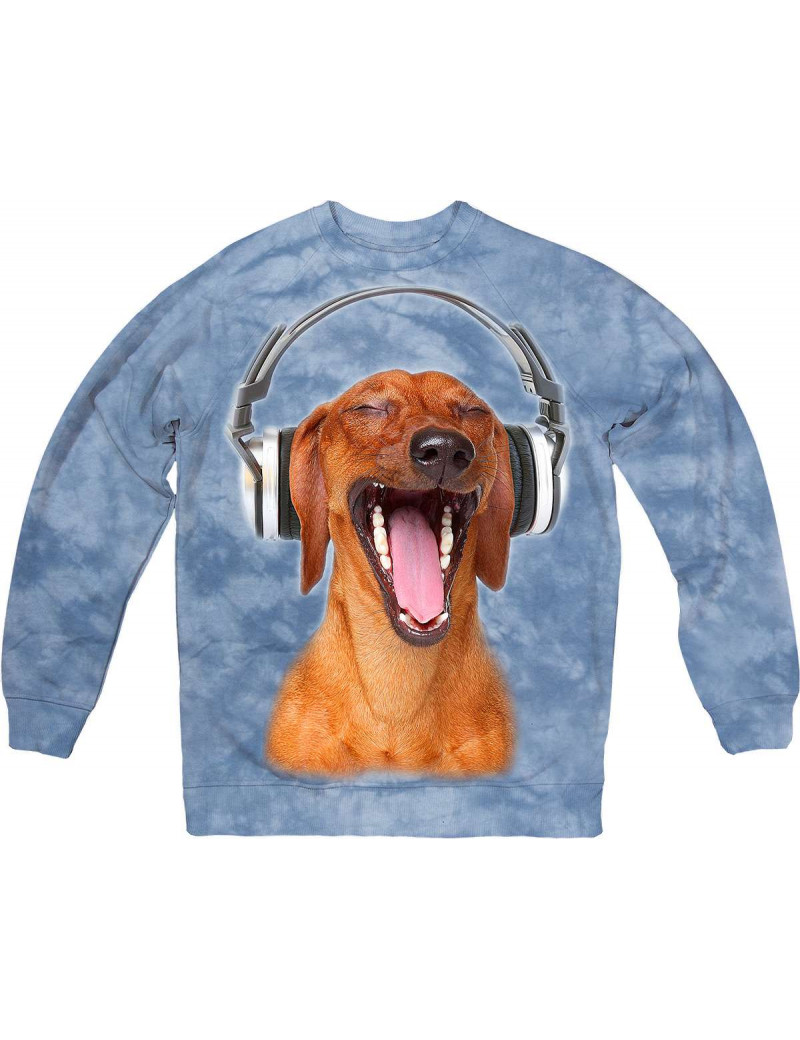 Dachshund Listen Music in Headphones Sweatshirt