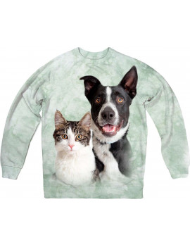 Tabby White Cat and Happy Border Collie Sweatshirt