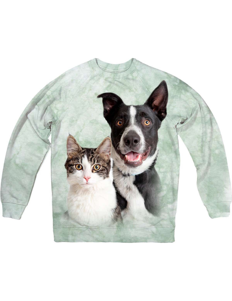 Tabby White Cat and Happy Border Collie Sweatshirt