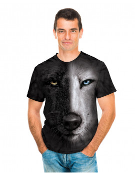 Black And White Wolf Face T-Shirt
