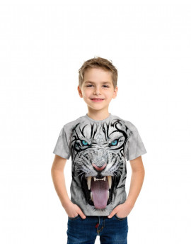 Big Face Tribal White Tiger T-Shirt
