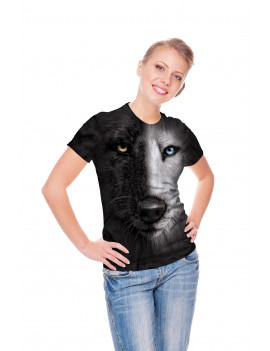 Black And White Wolf Face T-Shirt